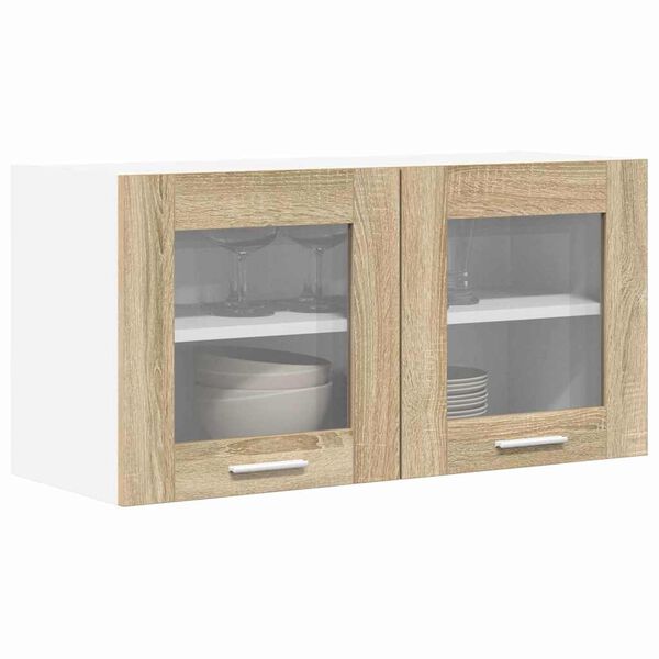 vidaXL Hanging Cabinet with Door Sonoma Oak and White 80 x 31 x 40 cm