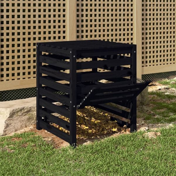 vidaXL Composter Black 63.5x63.5x77.5 cm Solid Wood Pine