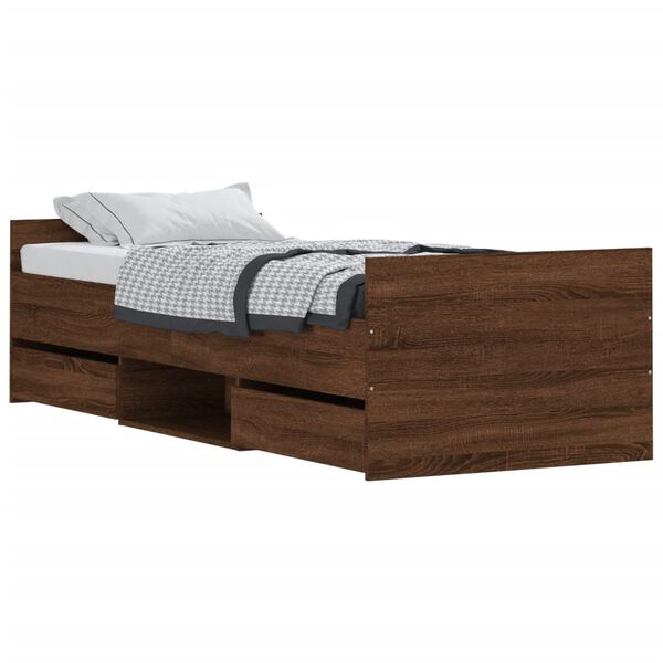 vidaXL Bed Frame without Mattress Brown Oak 75x190 cm Small Single