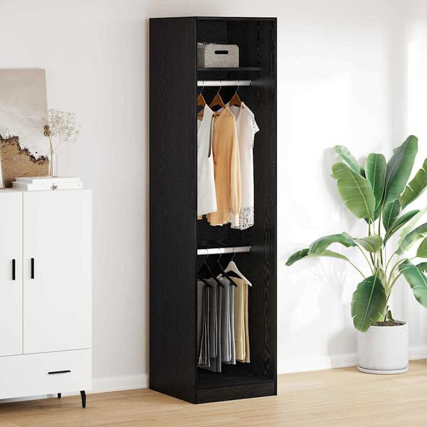 vidaXL Wardrobe with Shelf Black oak 50 x 50 x 200 cm Engineered wood