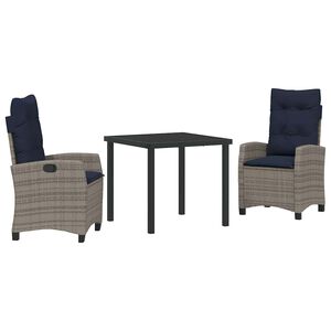 vidaXL Garden Dining Set with Cushion 5 pcs Grey Poly Rattan
