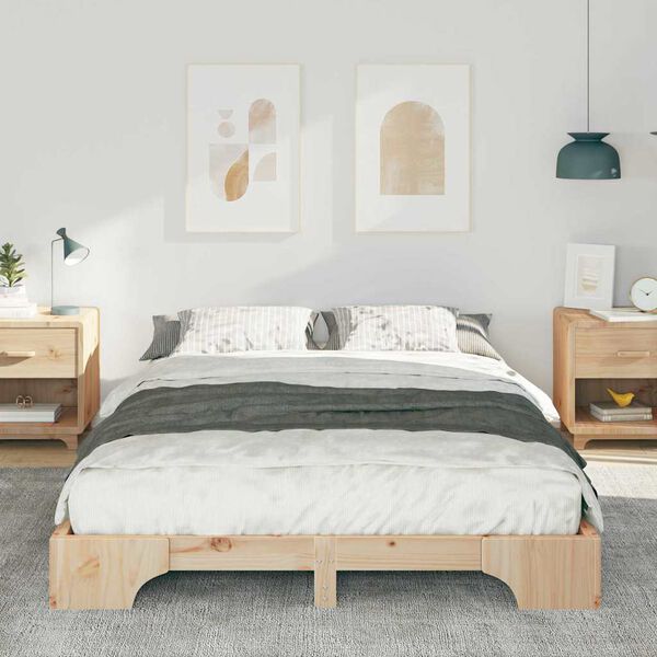 vidaXL Bed Frame Brown 140 x 210 cm Solid Pine Wood