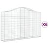 vidaXL Arched Gabion Baskets 6 pcs 200x30x120/140 cm Galvanised Iron