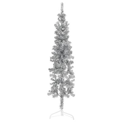 vidaXL Slim Artificial Half Christmas Tree with Stand Silver 120 cm