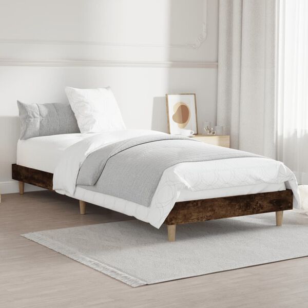 vidaXL Bed Frame without Mattress Smoked Oak 75x190 cm Small Single Engineered Wood