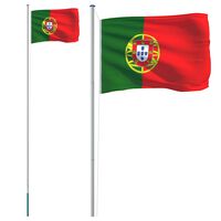 vidaXL Portugal Flag and Pole 6.23 m Aluminium