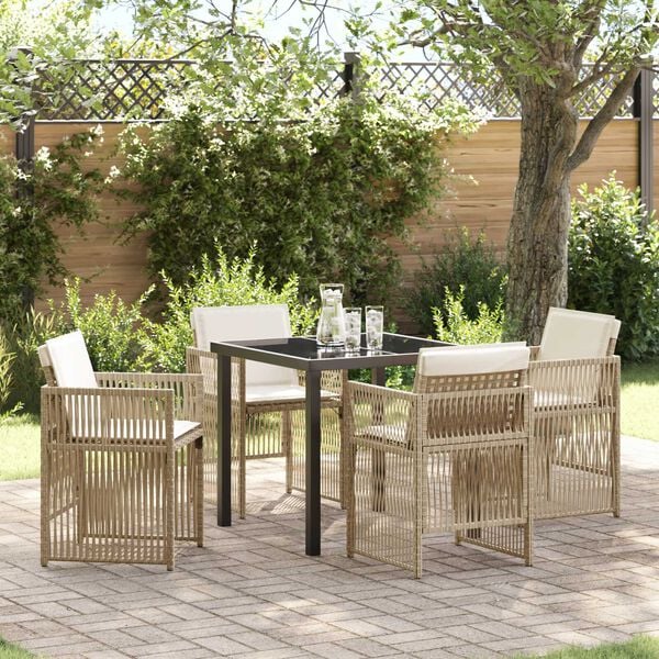 vidaXL Garden Dining Set 5 pcs Beige Poly rattan