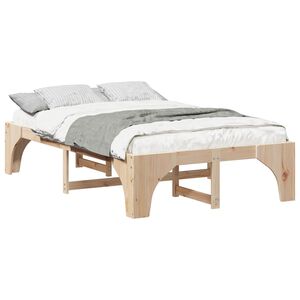 vidaXL Bed Frame Brown 135 x 190 cm Solid Pine Wood