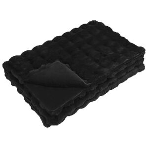 vidaXL Faux Rabbit Fur Blanket Olite Black 130 x 150 cm Polyester