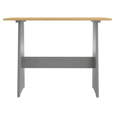vidaXL Dining Table with Bench Honey Brown and Grey Solid Pinewood