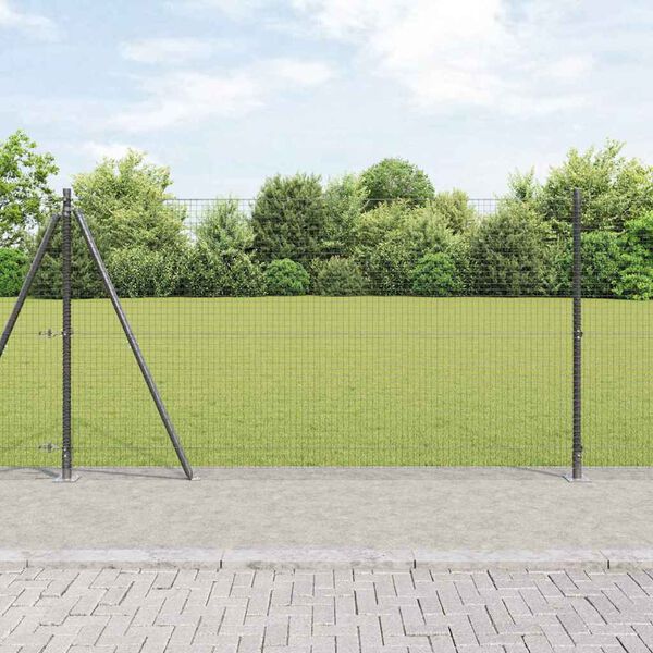 vidaXL Fence Post Grey 10 x 1.2 m (25 x 25 mm mesh) Steel and PVC