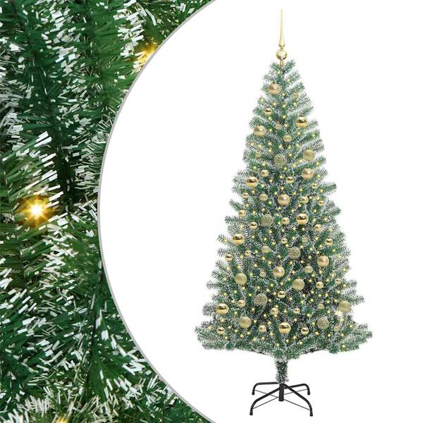 vidaXL Artificial Christmas Tree Snow Flocked with LED Light 210 cm