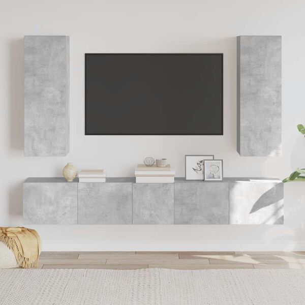 vidaXL 5 Piece TV Cabinet Set Concrete Grey Engineered Wood