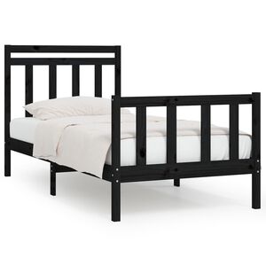 vidaXL Bed Frame without Mattress Black Solid Wood Pine 100x200 cm