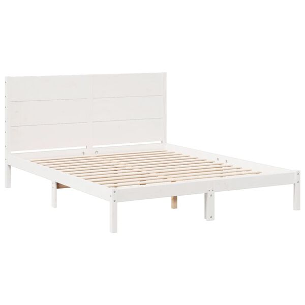 vidaXL Extra Long Bed Frame without Mattress White 140x210 cm Solid Wood