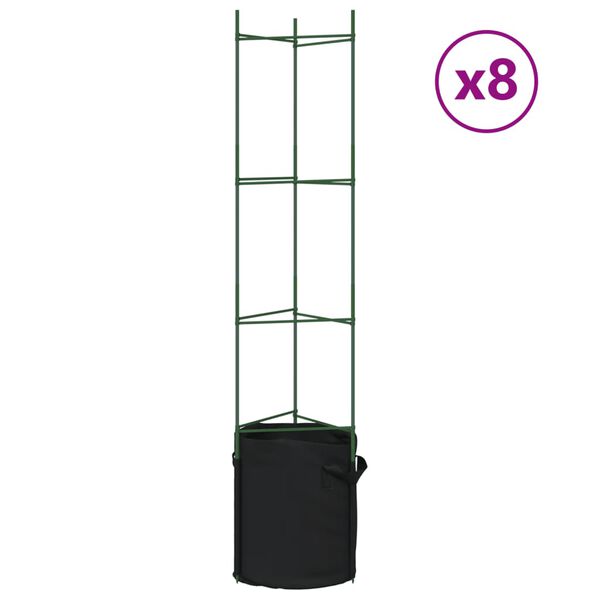 vidaXL Tomato Cages with Plant Bags 8 pcs 154 cm Steel and PP