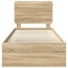 vidaXL Bed Frame with Headboard Sonoma Oak 75 x 190 cm Solid Pine Wood