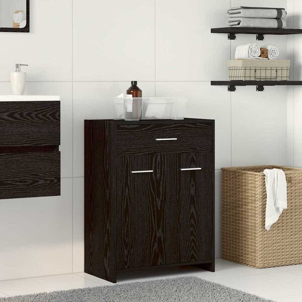 vidaXL Bathroom Cabinet Black Oak 60 x 33 x 80 cm Engineered Wood