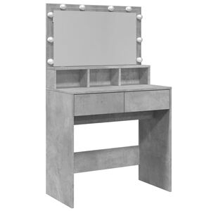 vidaXL Dressing Table with LED Concrete Grey 80x41x134.5 cm