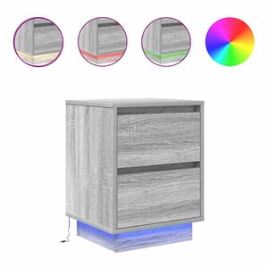 vidaXL Bedside Cabinet with LED Lights&nbsp;Grey Sonoma 38x34x50 cm