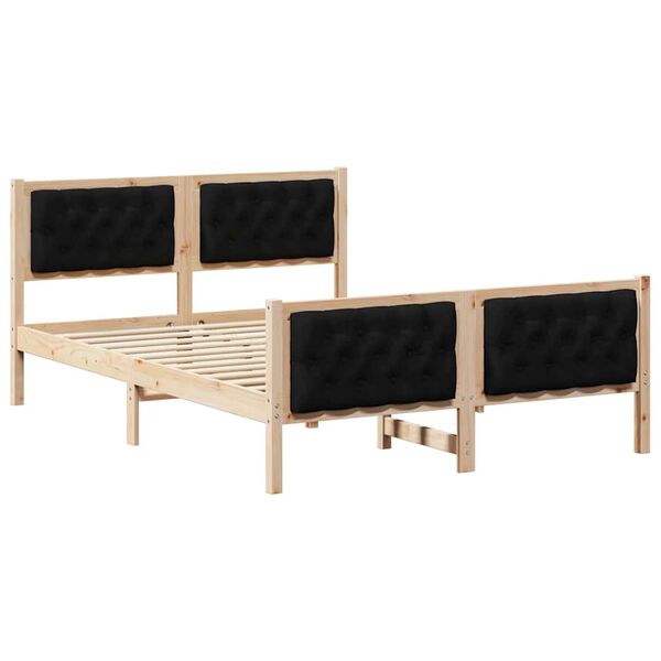 vidaXL Bed Frame with Headboard Black 150 x 200 cm Solid Pine Wood