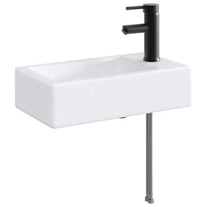 vidaXL Bathroom Sink with Faucet and Drain Matte Black