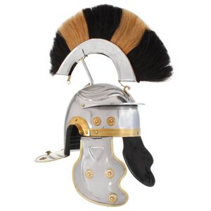 vidaXL Roman Soldier Helmet Antique Replica LARP Silver Steel