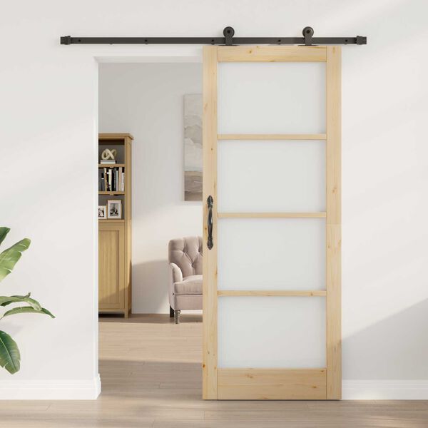 vidaXL Sliding Door ORKDAL Natural and Black 83 x 211 cm