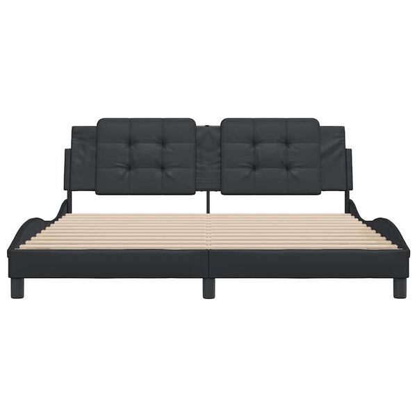 vidaXL Bed Frame without Mattress "Zadar" Black 180x200 cm Super King Faux Leather