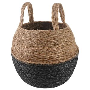 vidaXL Plant Pot with Handles Black &Oslash; 22 x 20 cm 100% Seagrass