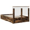 vidaXL Bed Frame with Drawer Smoked Oak 135 x 190 cm Engineered Wood