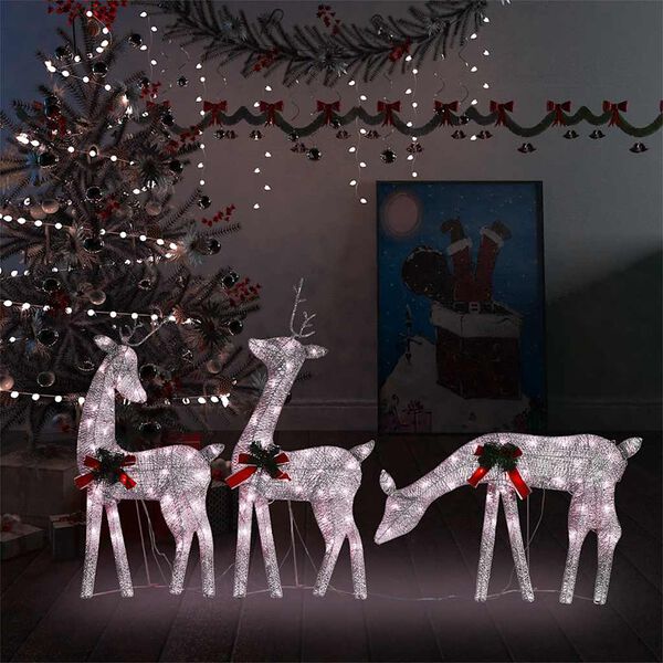 vidaXL Christmas Reindeer Family 270x7x90 cm Gold Warm White Mesh