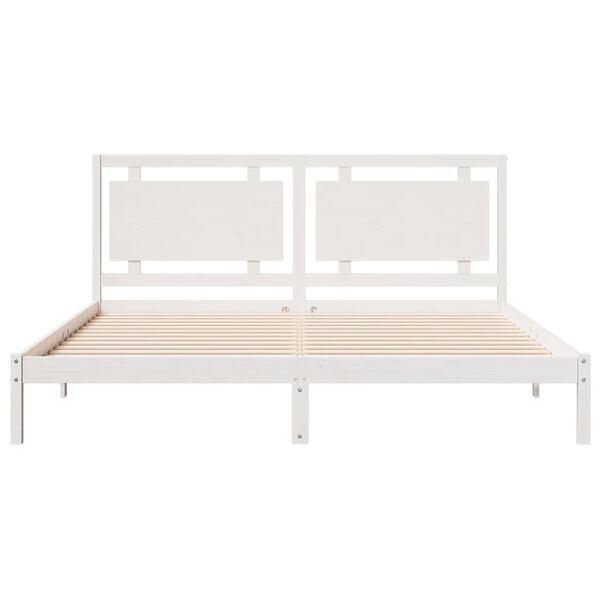 vidaXL Extra Long Bed Frame without Mattress White 200x220 cm Solid Wood