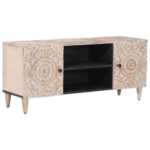 vidaXL TV Cabinet White 105 x 33.5 x 46 cm Solid Mango Wood