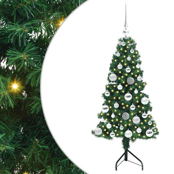 vidaXL Corner Artificial Christmas Tree Green 120 cm PVC and Metal