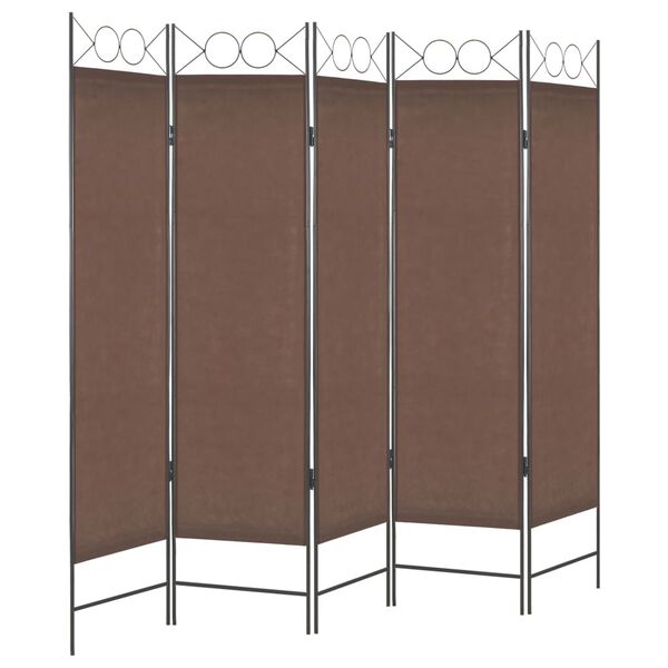 vidaXL 5-Panel Room Divider Brown 200x180 cm