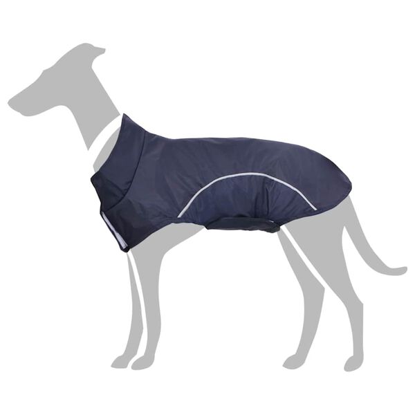 vidaXL Dog Raincoat with Reflective Strips Polyester Navy Blue M