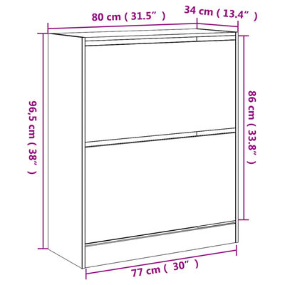 vidaXL Shoe Cabinet White 80x34x96.5 cm Engineered Wood
