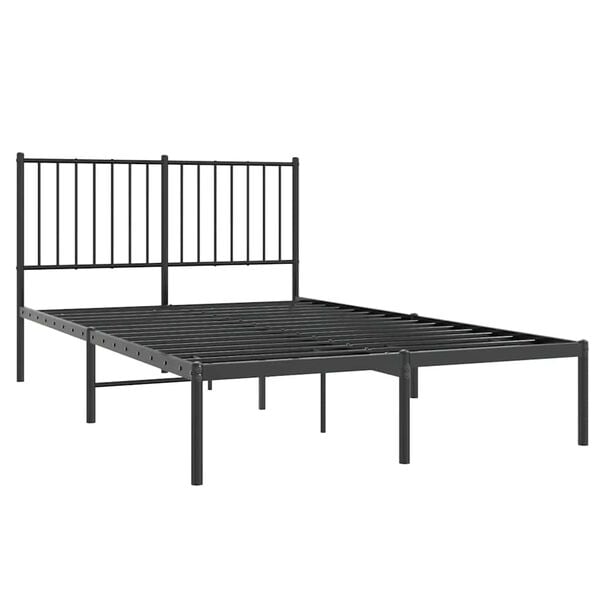 vidaXL Metal Bed Frame without Mattress with Headboard Black 120x190cm