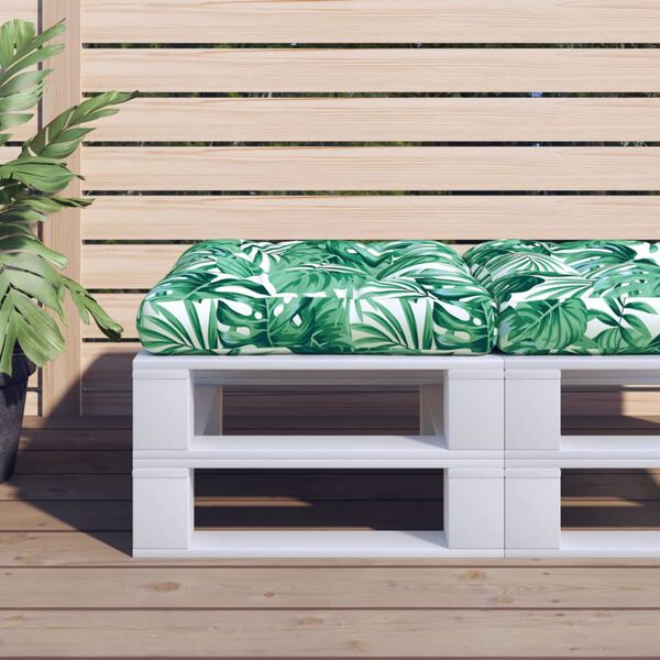 vidaXL Pallet Cushion Leaf Pattern 60x61.5x10 cm Fabric