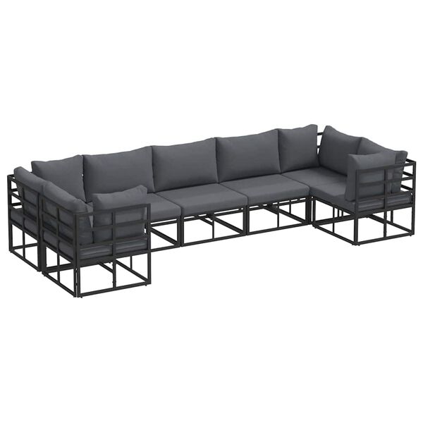 vidaXL Garden Sofa Set Black Aluminium