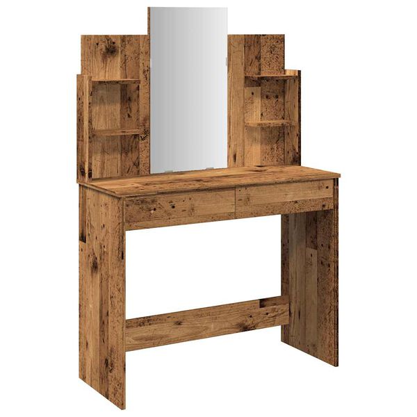 vidaXL Dressing Table with Mirror Old Wood 96x39x142 cm