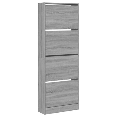 vidaXL Shoe Cabinet Grey Sonoma 60x21x163.5 cm Engineered Wood