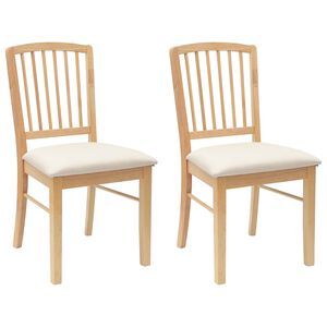 vidaXL Dining Chairs 2 pcs Solid Rubber Wood Natural 50 x 52.5 x 91 cm