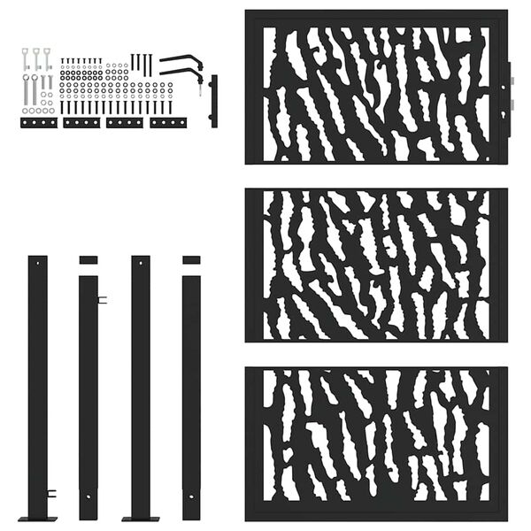 vidaXL Garden Gate Black 100x150 cm Steel Trace Design