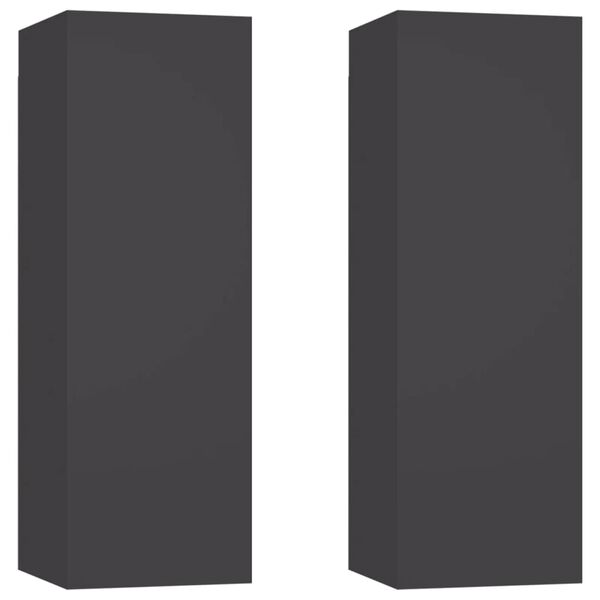vidaXL TV Cabinets 2 pcs Grey 30.5x30x90 cm Engineered Wood