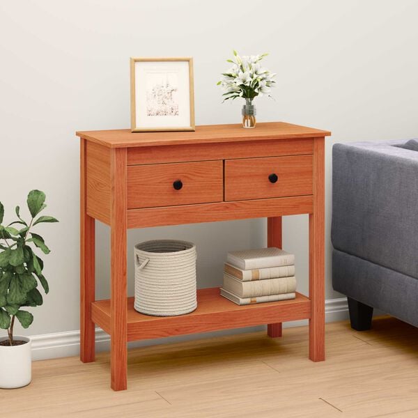 vidaXL Console Table Wax Brown 75 x 35 x 75 cm Soild Pine Wood