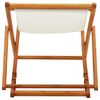 vidaXL Folding Beach Chair Eucalyptus Wood and Fabric Cream White