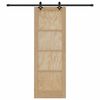 vidaXL Sliding Door Natural and Black 73.5 x 211 cm Solid Pine Wood