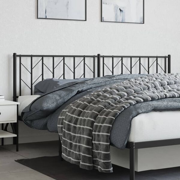 vidaXL Metal Headboard Black 193 cm